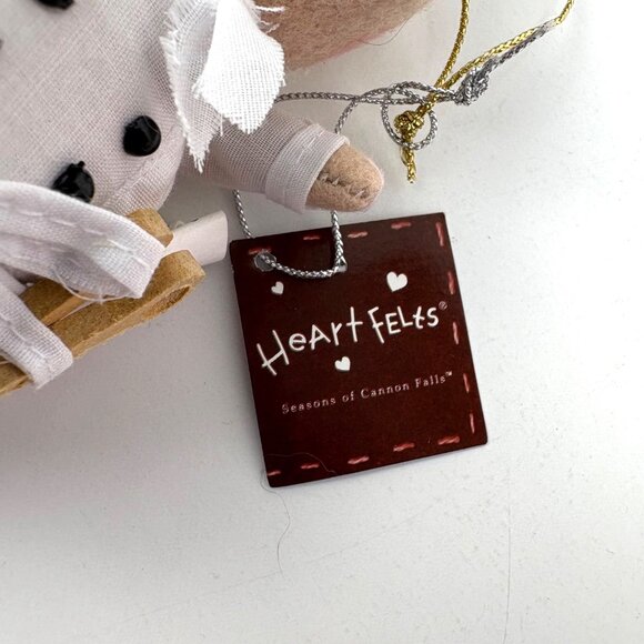Seasons of Cannon Falls Heart Felts 6” Chef Pig Ornament Tags - Picture 3 of 5